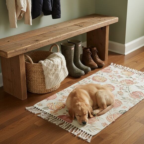 The Farmhouse by Rachel Ashwell “Pumpkin Harvest” Decorative Rug 27″ × 45″ NWT - Picture 4 of 11